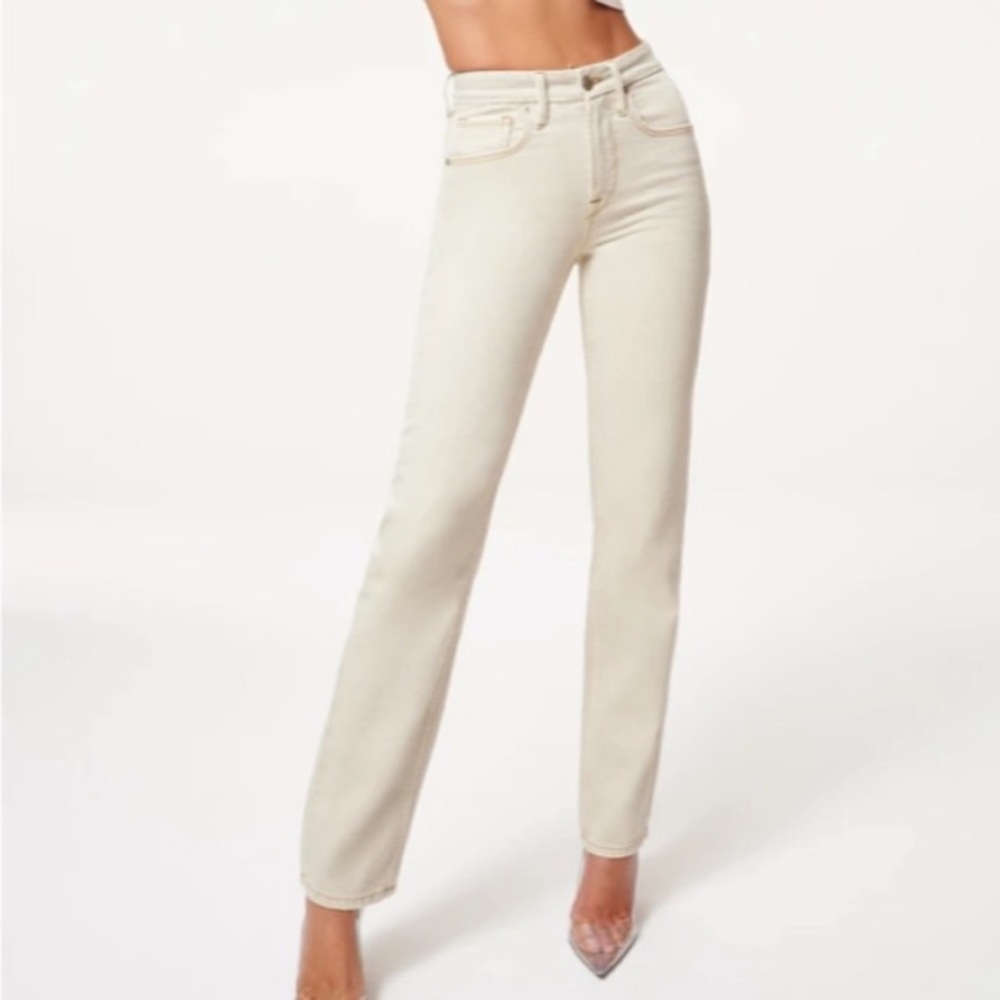 NWT. Good American Good Icon Denim, Bone Color. Size 6/28